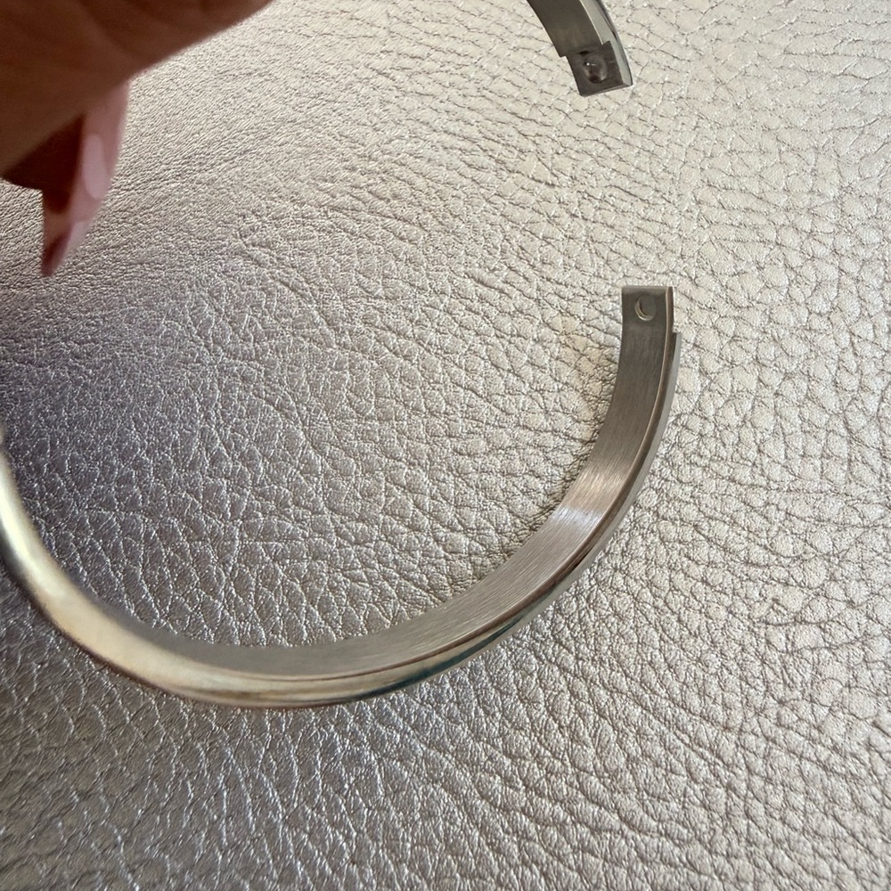 Silver Crystal Accent Hinged Bangle Bracelets - image 4